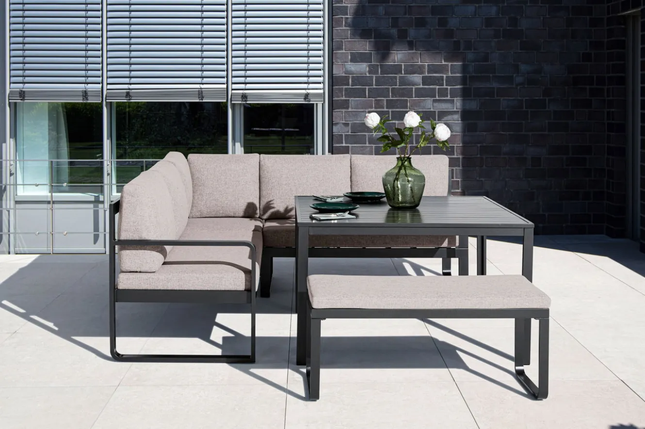 KETTLER Ocean Dining-Lounge Exklusivmodell, anthrazit/taupe, 220 x 200 cm, inkl. Kissen, 0320831-7000