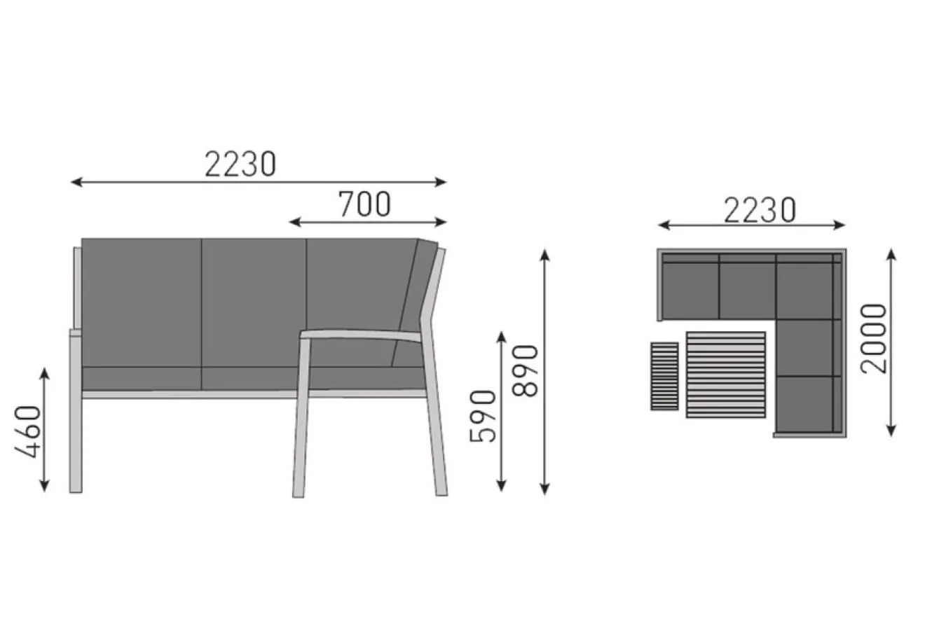 KETTLER Ocean Dining-Lounge Exklusivmodell, anthrazit/taupe, 220 x 200 cm, inkl. Kissen, 0320831-7000