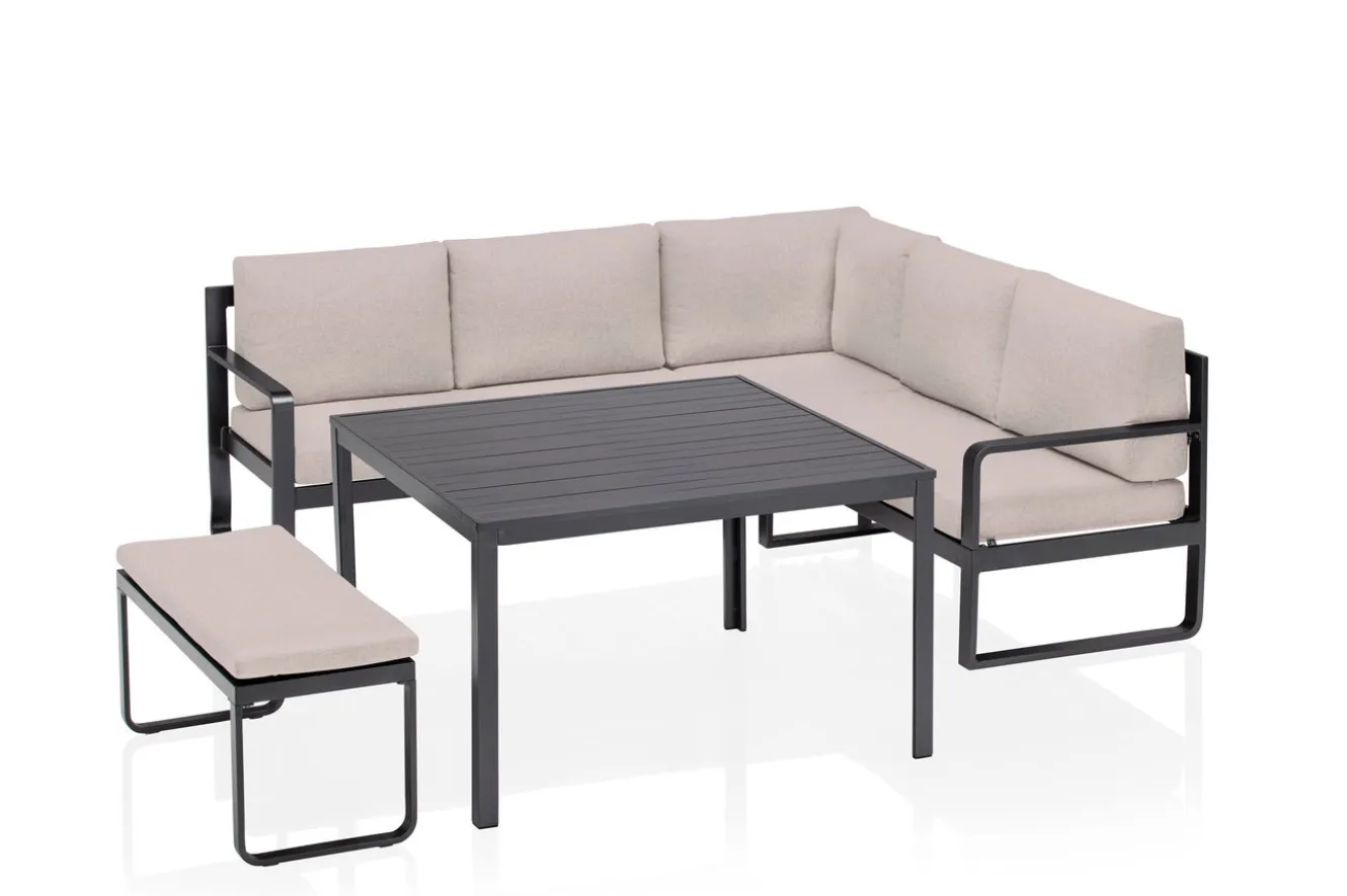 KETTLER Ocean Dining-Lounge Exklusivmodell, anthrazit/taupe, 220 x 200 cm, inkl. Kissen, 0320831-7000