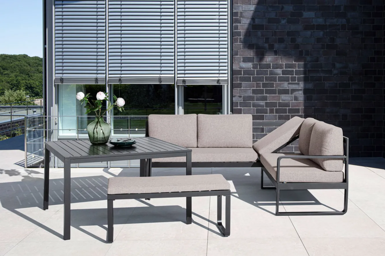KETTLER Ocean Dining-Lounge Exklusivmodell, anthrazit/taupe, 220 x 200 cm, inkl. Kissen, 0320831-7000