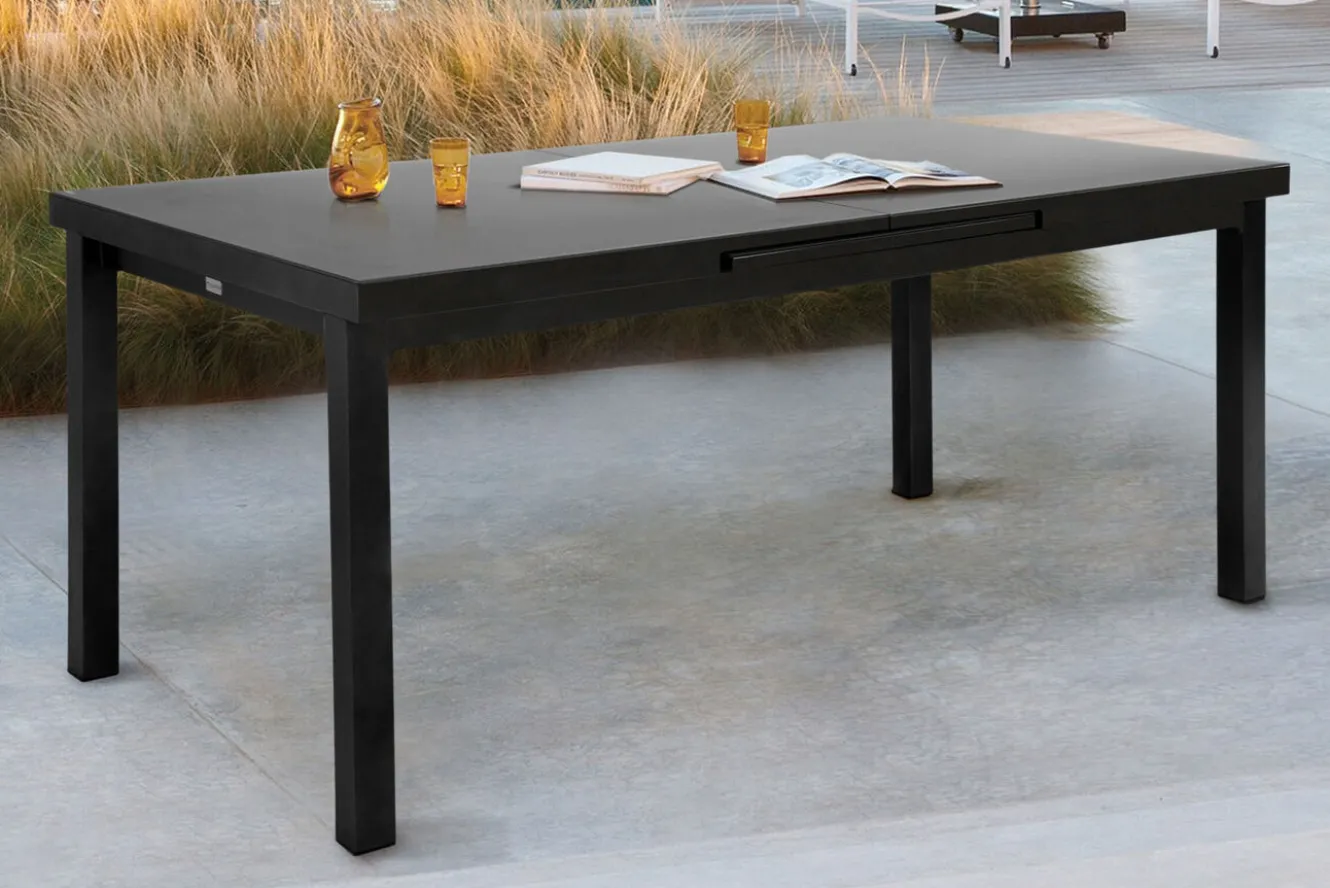 KETTLER Premium/Granada Garten-Essgruppe, anthrazit/grau, Alu/Glas, Ausziehtisch 180/240x100cm, 6 Stapelsessel
