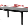KETTLER Premium/Granada Garten-Essgruppe, Anthrazit/Grau, Alu/Glas, Ausziehtisch 180/240x100cm, 8 Stapelsessel