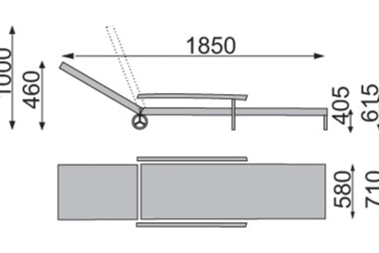 KETTLER Roma Rollliege, anthrazit, Kunststoff, 185 x 71 x 40,5 cm, 01638-700