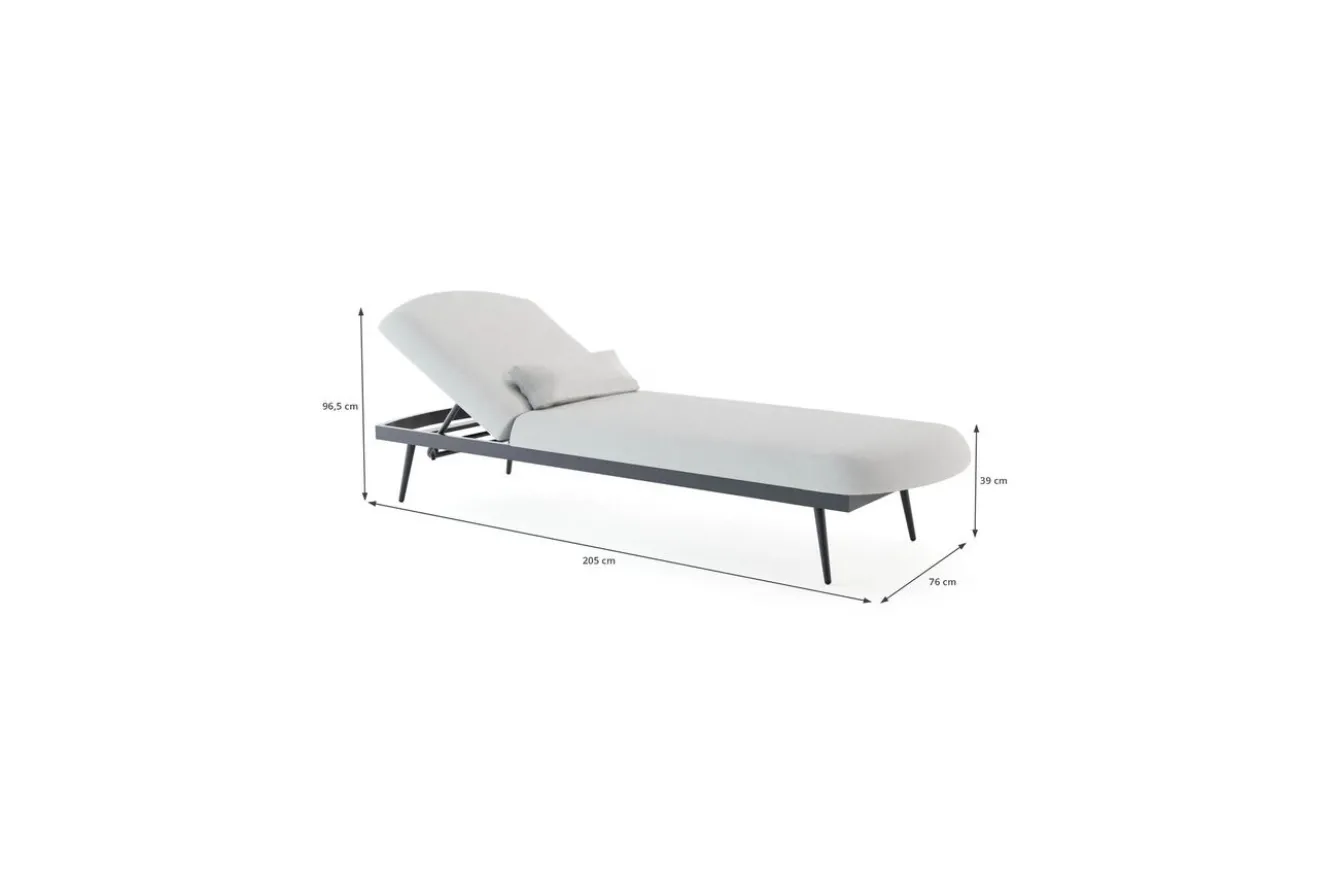 LIVING ZONE Confort Sun Compact Gartenliege, anthrazit/mondgrau, Alu/Polyester, verstellbar, witterungsbeständig