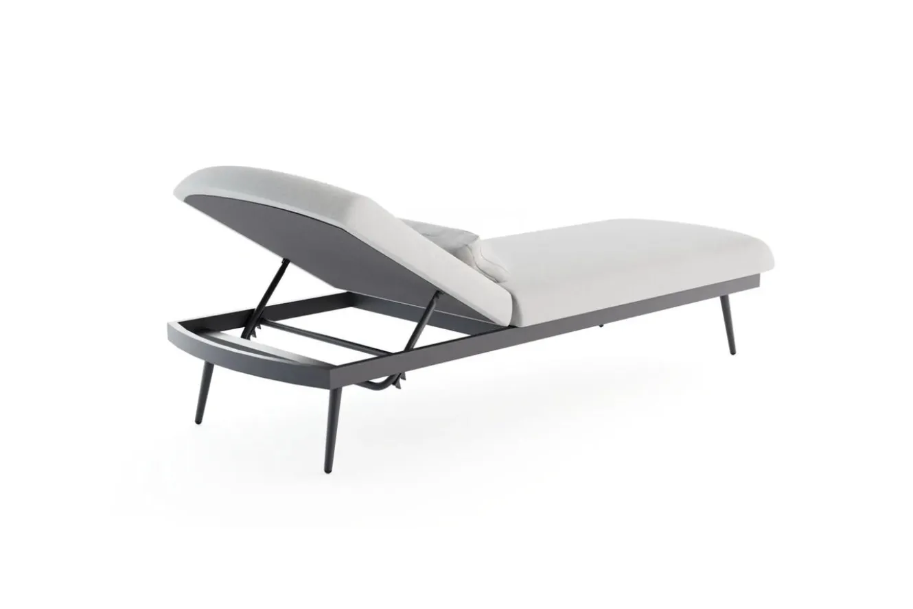 LIVING ZONE Confort Sun Compact Gartenliege, anthrazit/mondgrau, Alu/Polyester, verstellbar, witterungsbeständig
