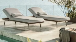 LIVING ZONE Confort Sun Lounger Gartenliegen-Set, mondgrau/anthrazit, Alu/Polyester, verstellbar, wetterbeständig, inkl. Kissen