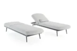 LIVING ZONE Confort Sun Lounger Gartenliegen-Set, mondgrau/anthrazit, Alu/Polyester, verstellbar, wetterbeständig, inkl. Kissen