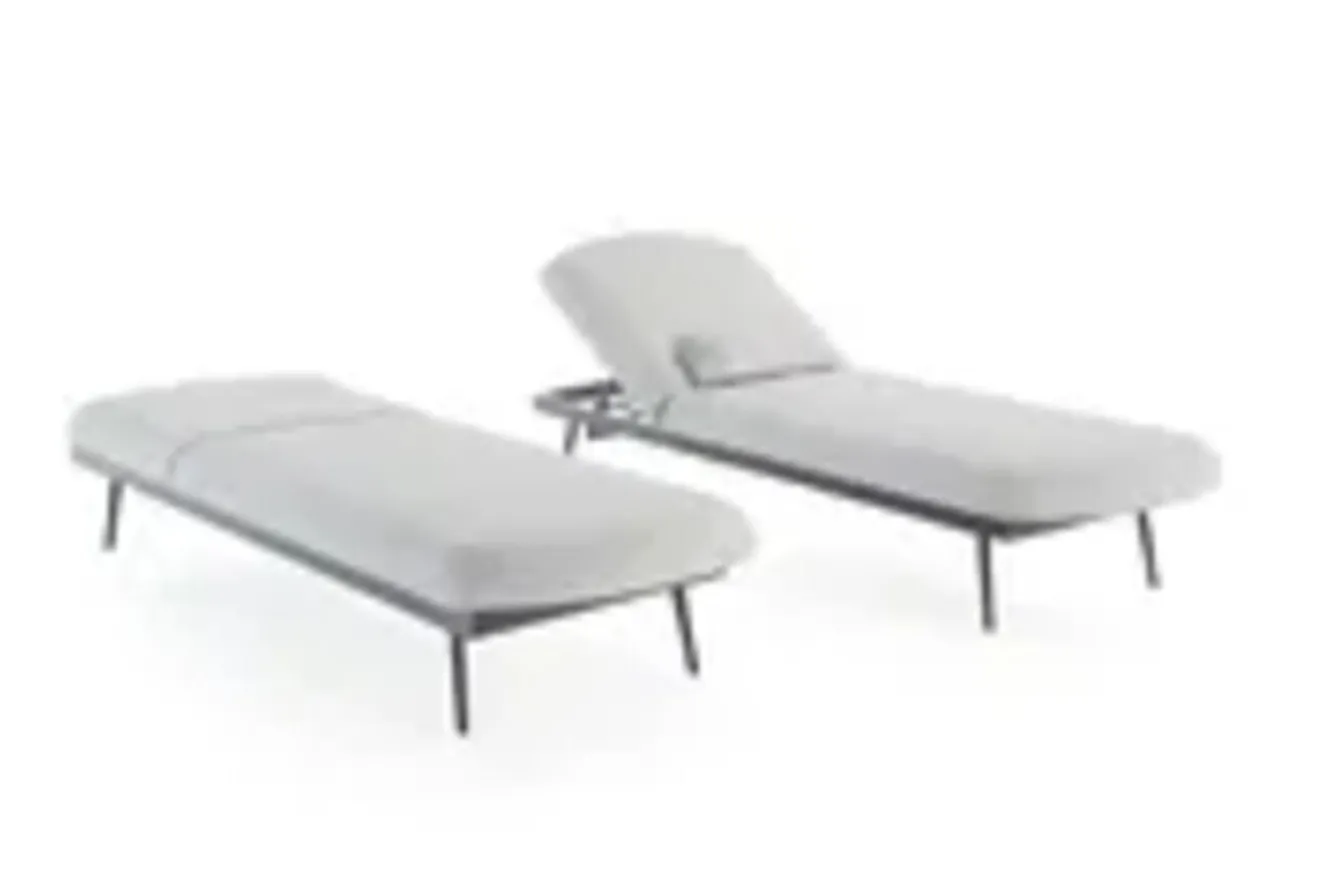 LIVING ZONE Confort Sun Lounger Gartenliegen-Set, mondgrau/anthrazit, Alu/Polyester, verstellbar, wetterbeständig, inkl. Kissen
