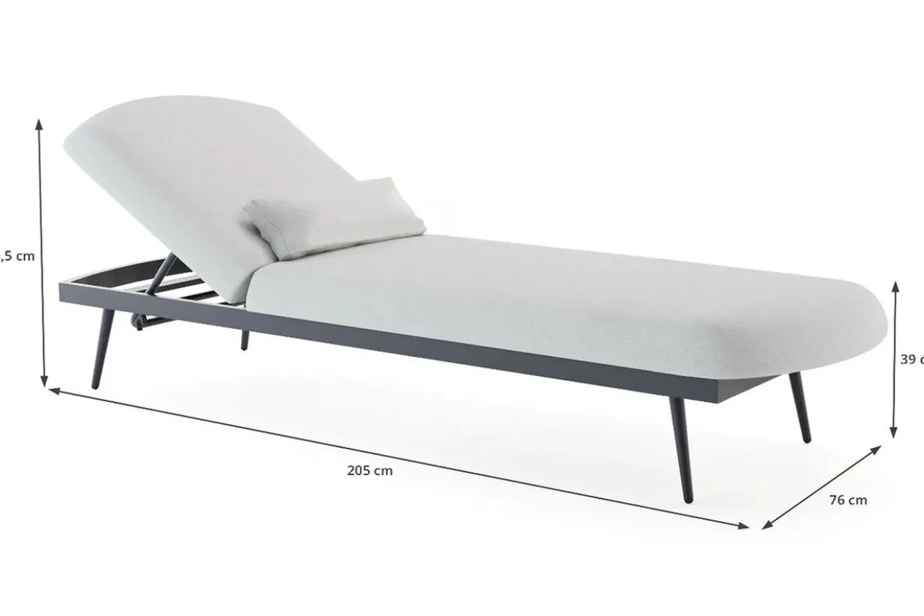 LIVING ZONE Confort Sun Lounger Gartenliegen-Set, mondgrau/anthrazit, Alu/Polyester, verstellbar, wetterbeständig, inkl. Kissen