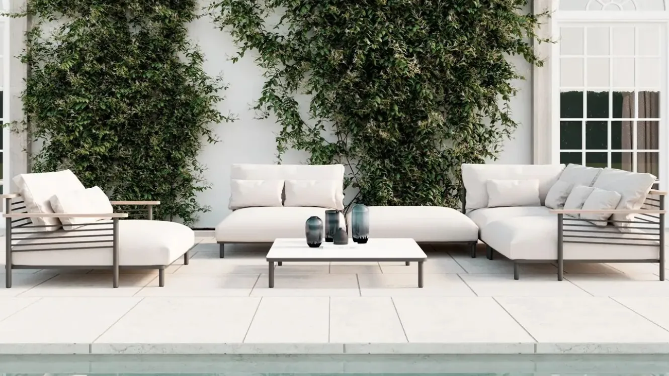 LIVING ZONE Dorina Plus Gartenlounge, grau/anthrazit, Alu/Holzoptik, wetterbeständig, UV-beständig, inkl. Kissen