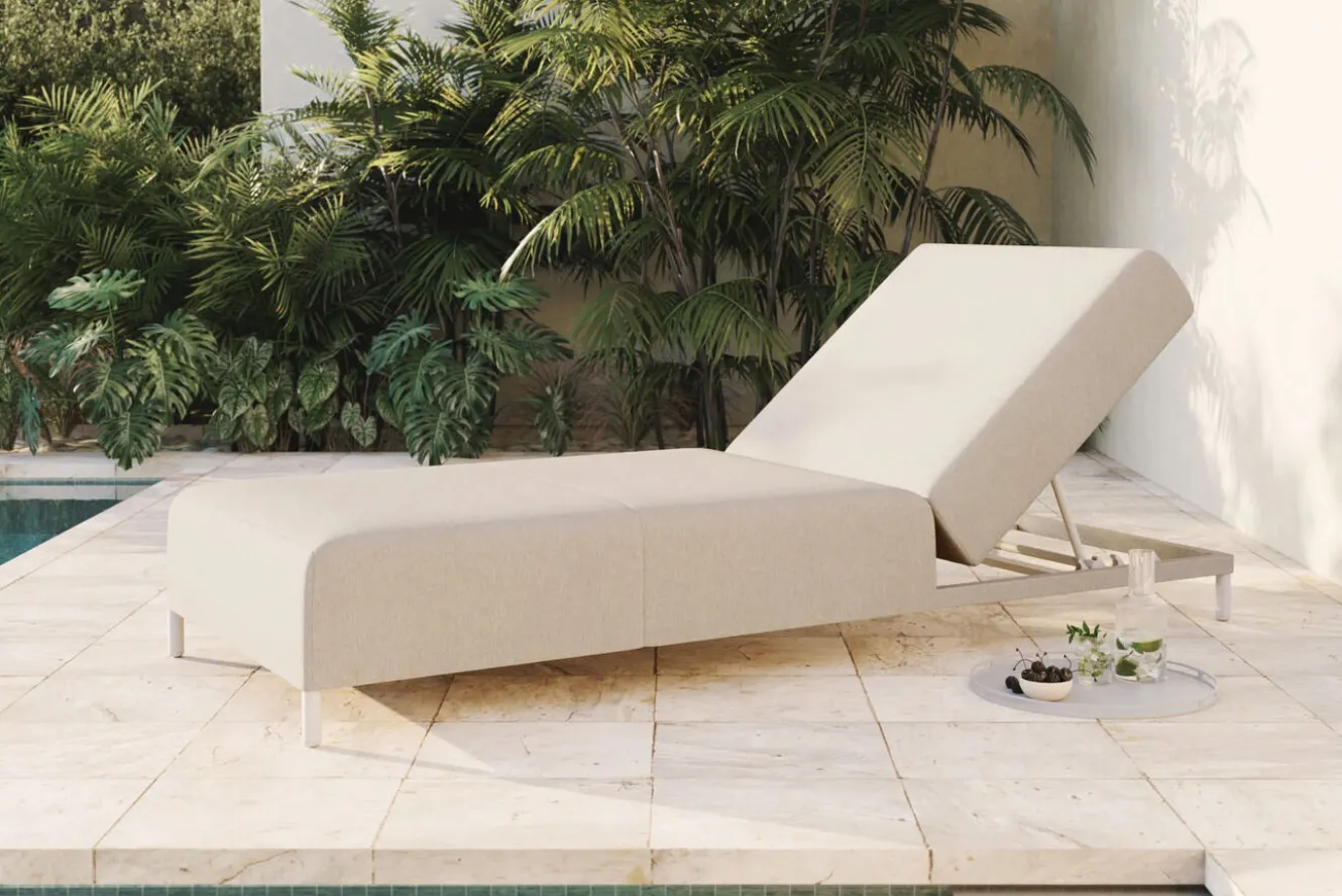 LIVING ZONE Element Sun Compact Gartenliege, quarzbeige, Alu/Polyester, schnelltrocknend, witterungsbeständig