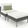 LIVING ZONE Silva Mini Gartenlounge, braun/creme, Polyrattan/Edelstahl, 2-teilig, modular, inkl. Hocker & Dekokissen