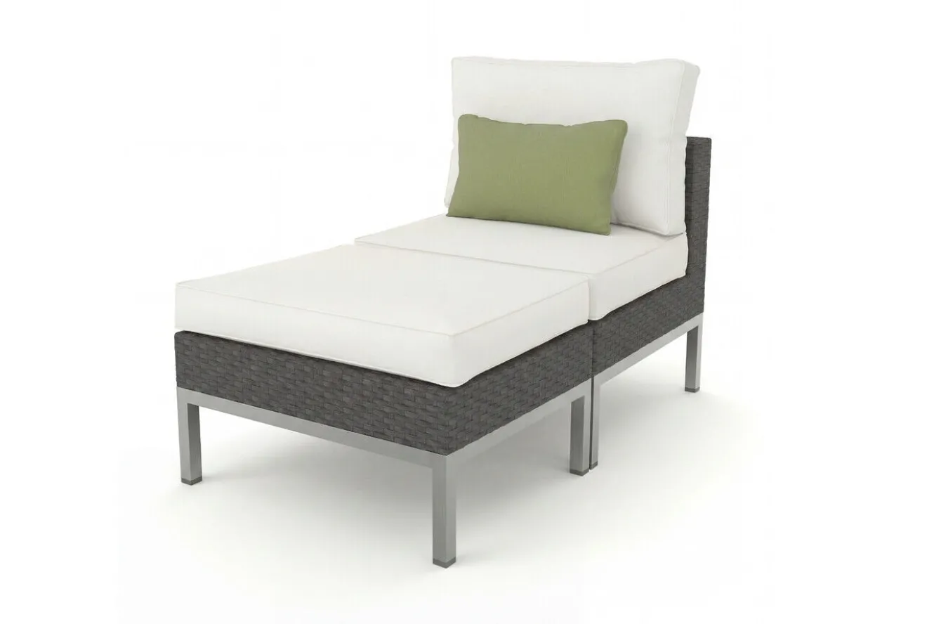 LIVING ZONE Silva Mini Gartenlounge, braun/creme, Polyrattan/Edelstahl, 2-teilig, modular, inkl. Hocker & Dekokissen