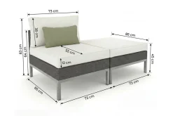 LIVING ZONE Silva Mini Gartenlounge, braun/creme, Polyrattan/Edelstahl, 2-teilig, modular, inkl. Hocker & Dekokissen