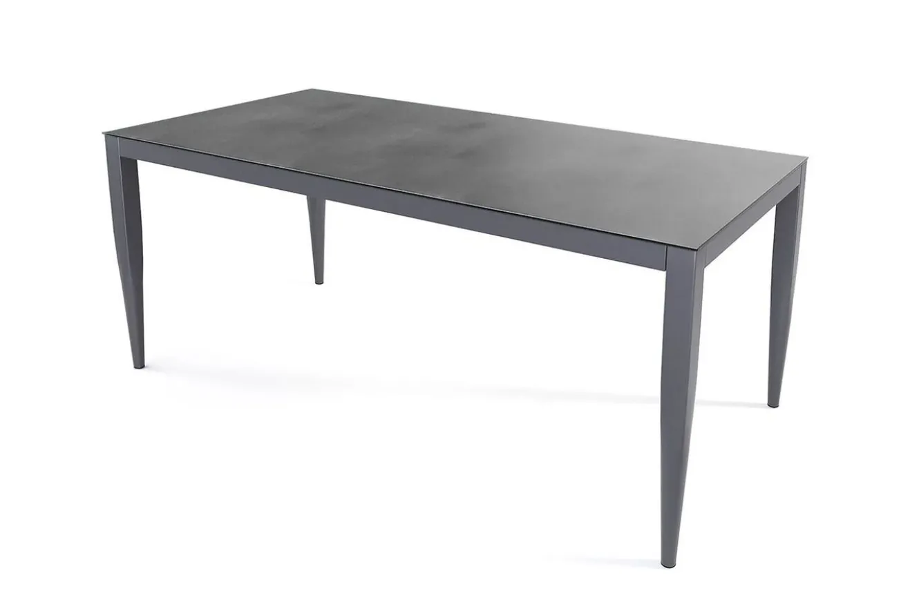 LIVING ZONE Styelo Garten-Essgruppe, mineralgrau/anthrazit, Alu/Keramik/Polyester, 180 x 90 cm, inkl. Kissen