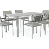 LIVING ZONE Suite Dining 6 Garten-Essgruppe, grau/anthrazit, Edelstahl/Textilene, ausziehbar & stapelbar, wetterbeständig, platzsparend