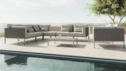 LIVING ZONE Suite Max Gartenlounge, anthrazit/taupe, Edelstahl/Textilene, abnehmbare Bezüge, wasserfest, rostfreies Material