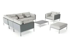 LIVING ZONE Suite Max Gartenlounge, anthrazit/taupe, Edelstahl/Textilene, abnehmbare Bezüge, wasserfest, rostfreies Material