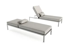 LIVING ZONE Suite Sun Gartenliegen-Set, beige/taupe, Edelstahl/Textilene, verstellbar, UV-beständig, inkl. Kissen, abnehmbare Bezüge