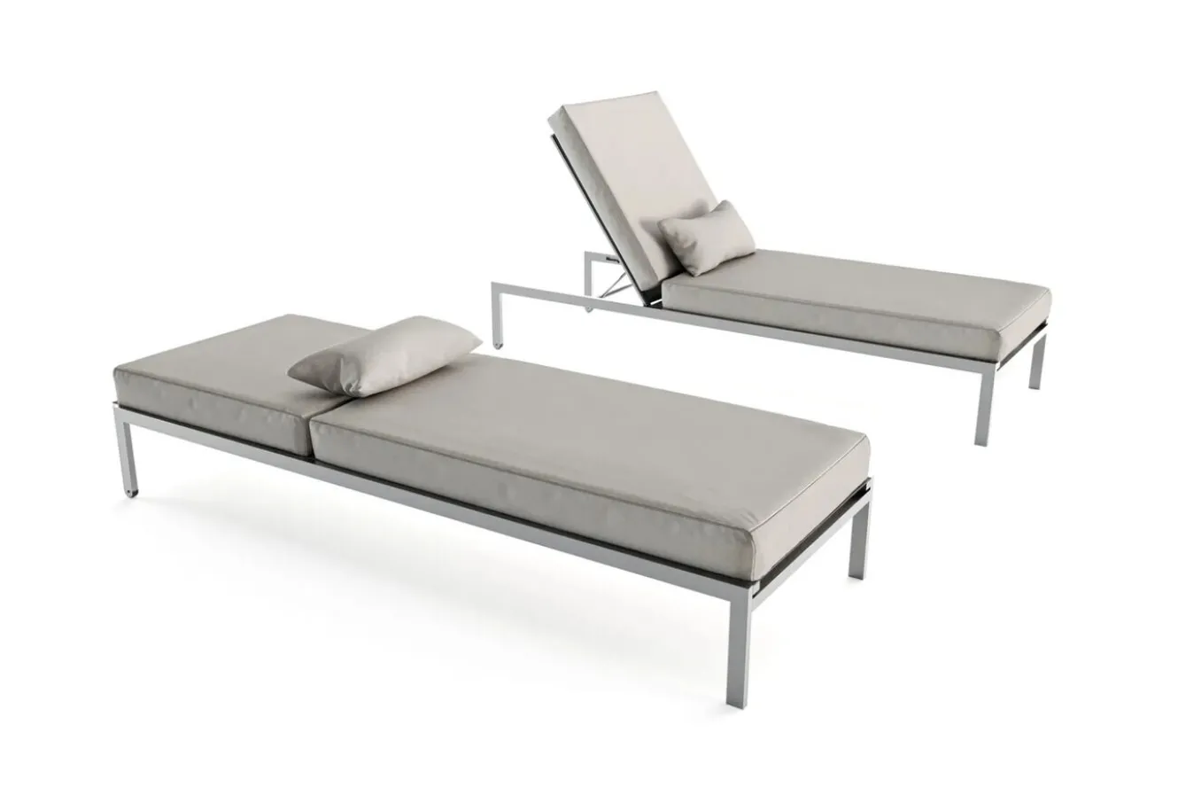 LIVING ZONE Suite Sun Gartenliegen-Set, beige/taupe, Edelstahl/Textilene, verstellbar, UV-beständig, inkl. Kissen, abnehmbare Bezüge