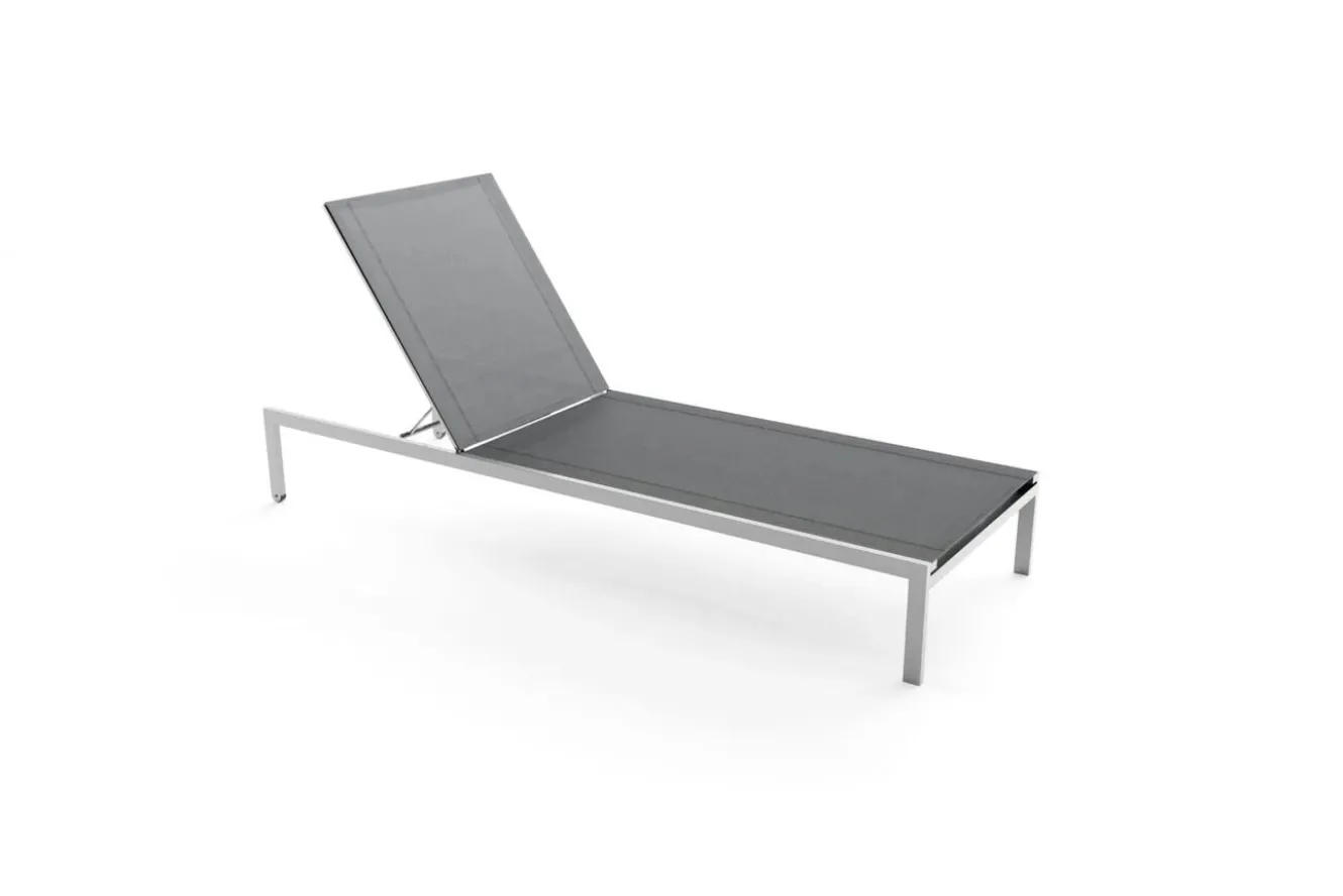 LIVING ZONE Suite Sun Lounger Compact Gartenliege, grau/taupe, Edelstahl/Textilene, rostfreies Material, UV-beständig, inkl. Kissen