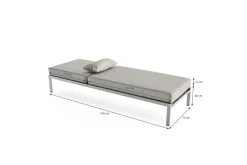 LIVING ZONE Suite Sun Lounger Compact Gartenliege, grau/taupe, Edelstahl/Textilene, rostfreies Material, UV-beständig, inkl. Kissen