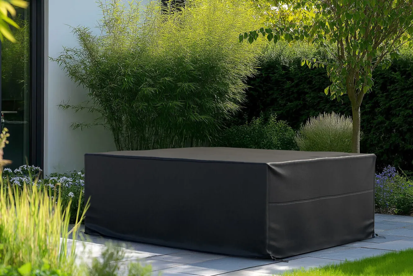 OUTFLEXX Abdeckhaube für Esstischgarnitur, schwarz, Polyester, TPU 420D Ripstop-Gewebe, 245 x 135 x 109 cm, mit Zugband
