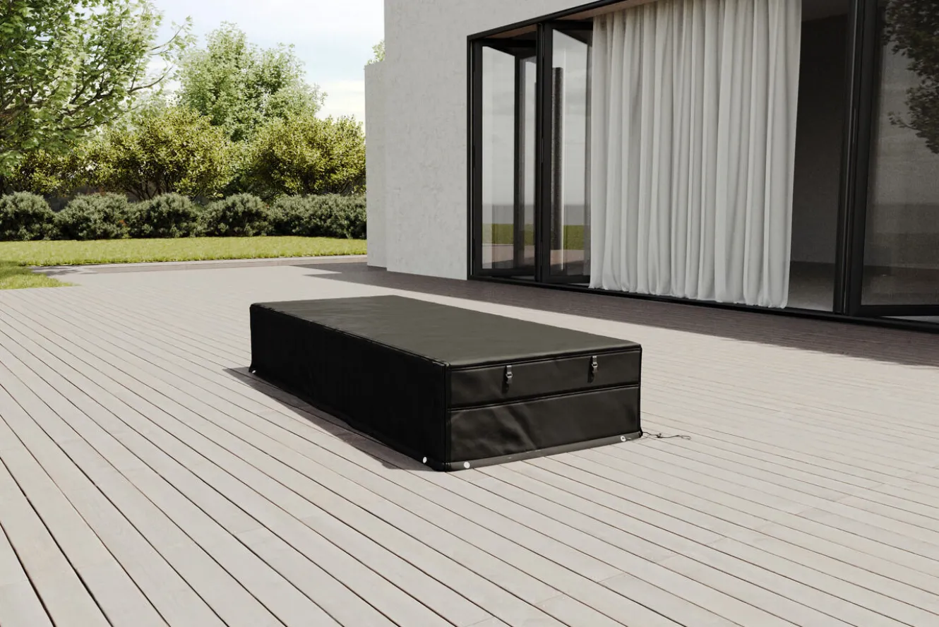 OUTFLEXX Abdeckhaube für Gartenlounges, schwarz, Ripstop-Gewebe/Polyester, 226 x 95 x 40 cm, wasserabweisend, UV-Schutz