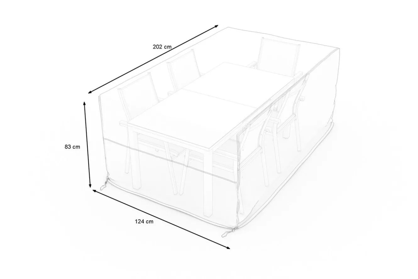OUTFLEXX Abdeckhaube für Garten-Essgruppen, schwarz, Ripstop-Gewebe/Polyester, 202 x 124 x 83 cm, wasserabweisend, UV-Schutz