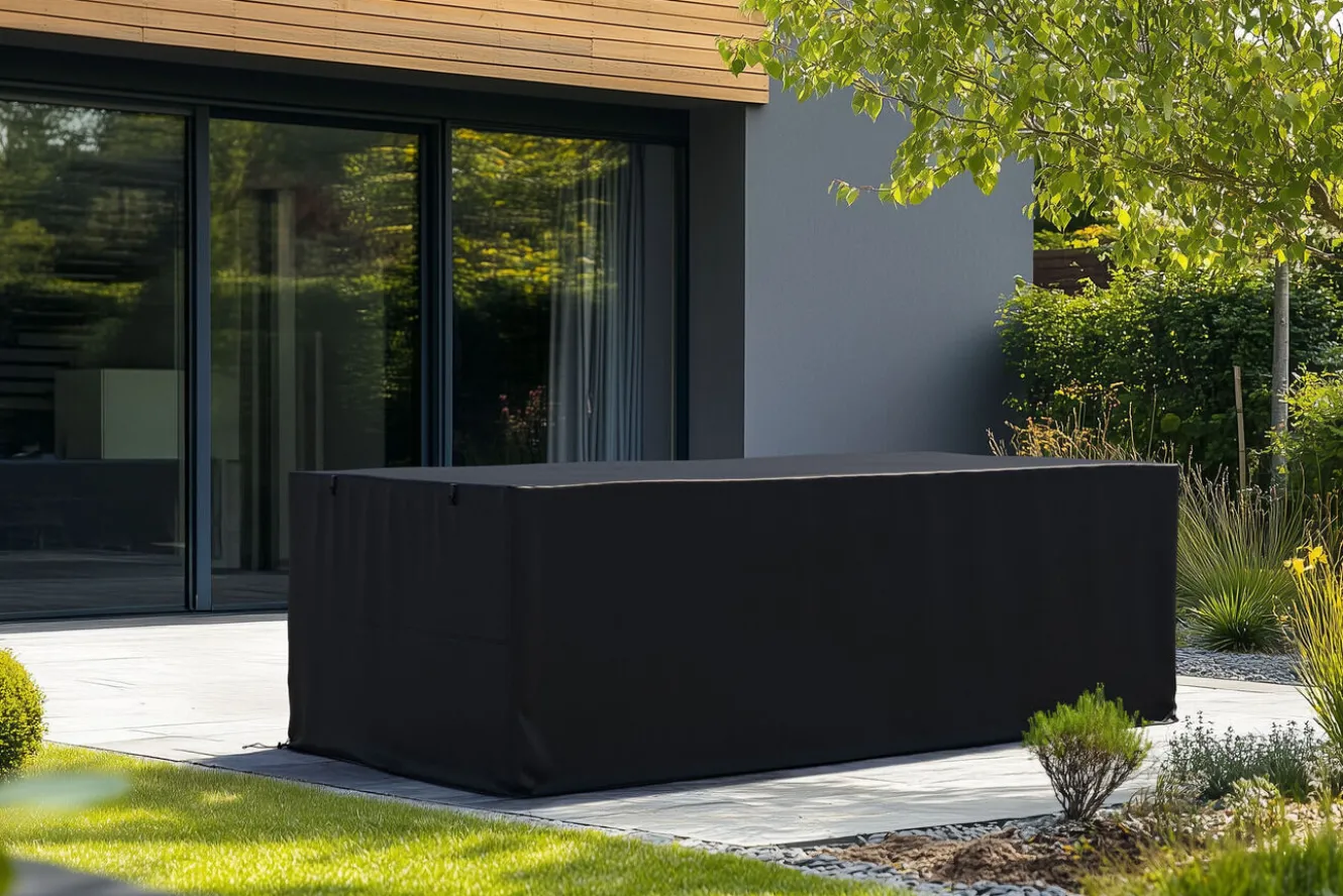 OUTFLEXX Abdeckhaube für Garten-Essgruppen, schwarz, Ripstop-Gewebe/Polyester, 270 x 170 x 80 cm, wasserabweisend, UV-Schutz