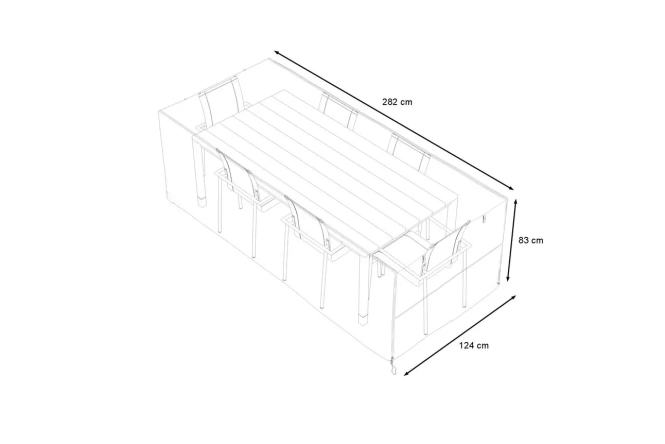 OUTFLEXX Abdeckhaube für Garten-Essgruppen, schwarz, Ripstop-Gewebe/Polyester, 282 x 124 x 83 cm, wasserabweisend, UV-Schutz
