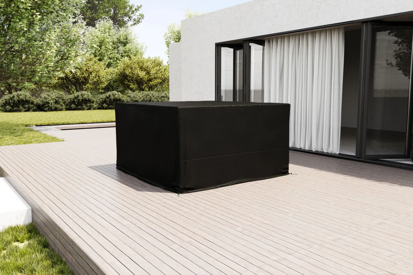 OUTFLEXX Abdeckhaube für Garten-Essgruppen, schwarz, Ripstop-Gewebe/Polyester, 165 x 180 x 75 cm, wasserabweisend, UV-Schutz