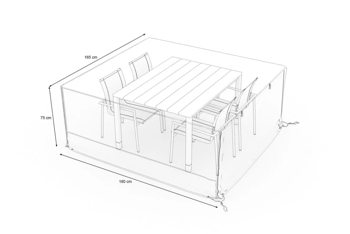 OUTFLEXX Abdeckhaube für Garten-Essgruppen, schwarz, Ripstop-Gewebe/Polyester, 165 x 180 x 75 cm, wasserabweisend, UV-Schutz