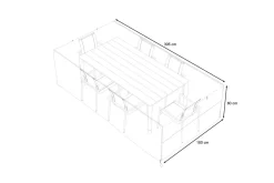 OUTFLEXX Abdeckhaube für Garten-Essgruppen, schwarz, Ripstop-Gewebe/Polyester, 305 x 180 x 80 cm, wasserabweisend, UV-Schutz