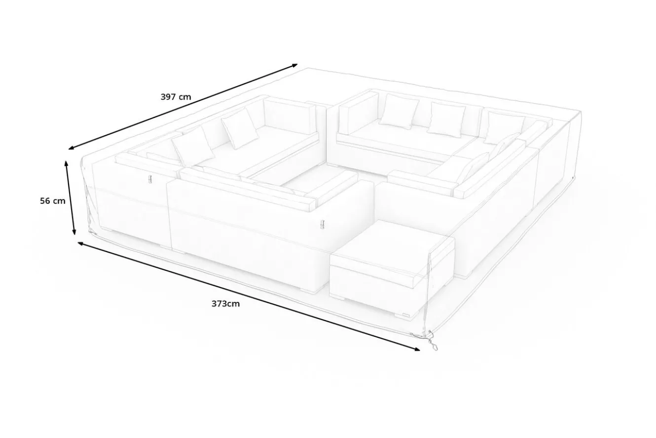 OUTFLEXX Abdeckhaube für Gartenlounges, schwarz, Ripstop-Gewebe/Polyester, 397 x 373 x 56 cm, wasserabweisend, UV-Schutz