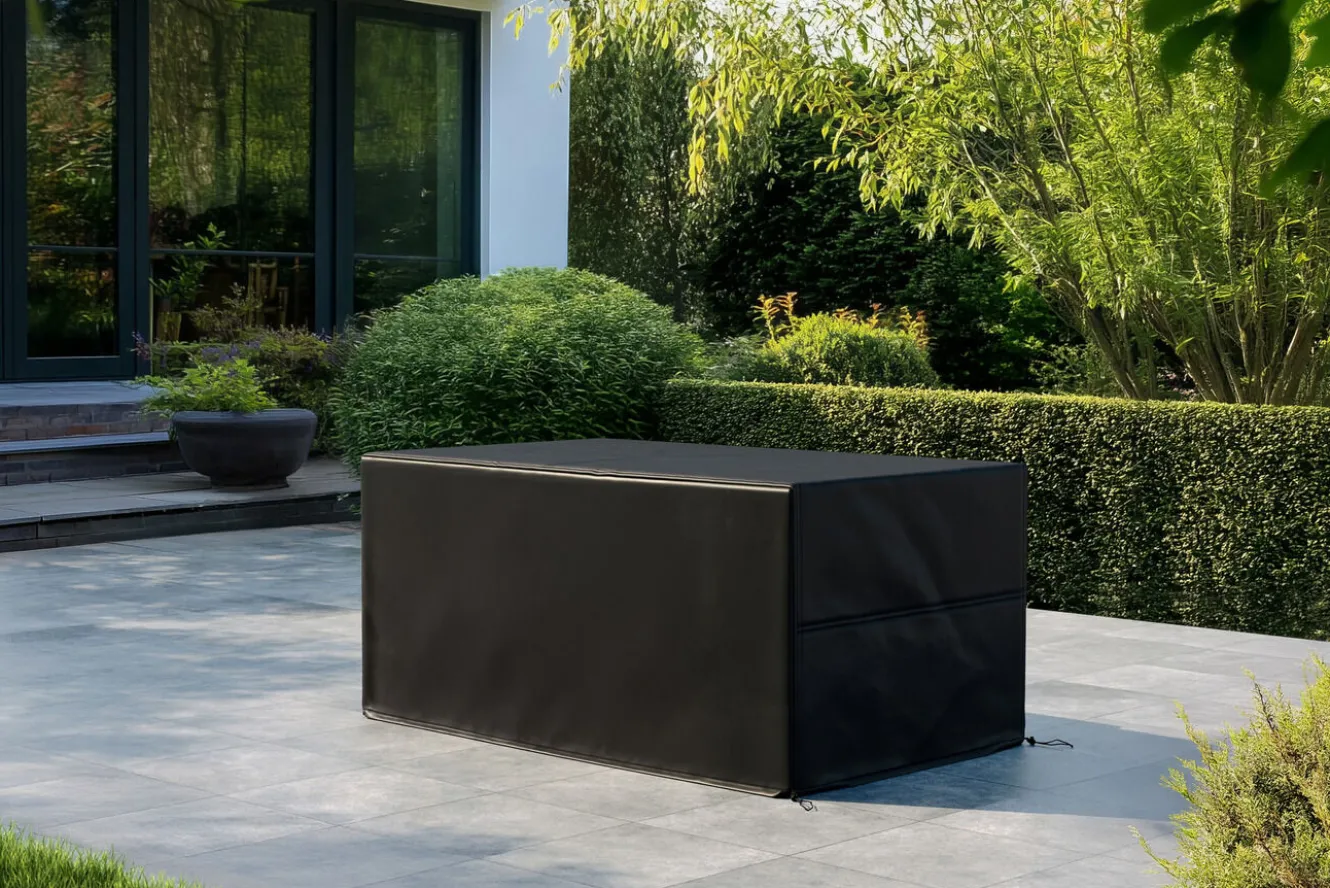 OUTFLEXX Abdeckhaube für Tische, schwarz, Ripstop-Gewebe/Polyester, 155 x 92 x 72 cm, wasserabweisend, UV-Schutz
