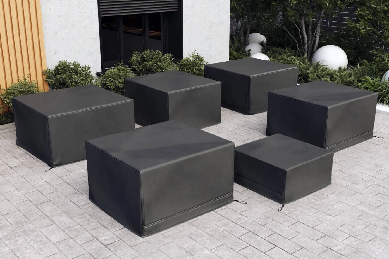 OUTFLEXX Abdeckhauben-Set für Gartenlounges, schwarz, Ripstop-Gewebe/Polyester, wasserabweisend, UV-Schutz