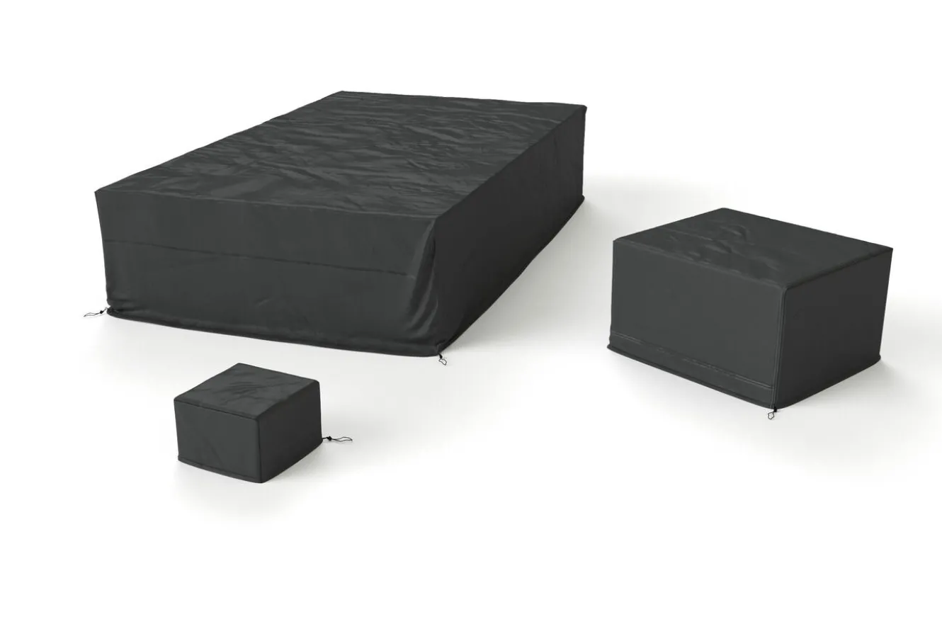 OUTFLEXX Abdeckhauben-Set für Gartenlounges, schwarz, Ripstop-Gewebe/Polyester, wasserabweisend, UV-Schutz