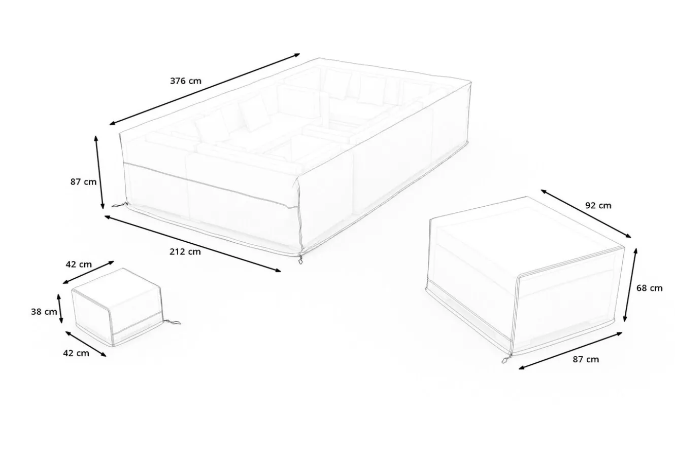 OUTFLEXX Abdeckhauben-Set für Gartenlounges, schwarz, Ripstop-Gewebe/Polyester, wasserabweisend, UV-Schutz