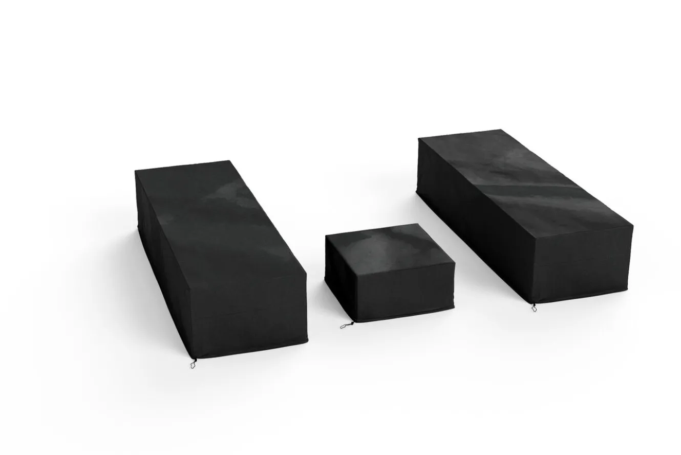 OUTFLEXX Abdeckhauben-Set für Gartenliegen, schwarz, Ripstop-Gewebe/Polyester, wasserabweisend, UV-Schutz