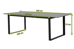 OUTFLEXX Alexander Ausziehtisch, mattgrau, Alu, 206/266x100x74 cm, ausziehbare Tischplatte
