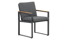 OUTFLEXX Alexander Garten-Essgruppe, mattgrau, Alu/Teak, Ausziehtisch 206/266x100cm, 4 Stühle, 3er Bank, inkl. Polster