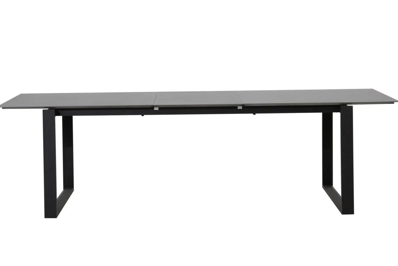 OUTFLEXX Alexander Garten-Essgruppe, mattgrau, Alu/Teak, Ausziehtisch 206/266x100cm, 4 Stühle, 3er Bank, inkl. Polster