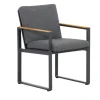 OUTFLEXX Alexander Stuhl, mattgrau, Alu/Teak, 58x55x81cm, mit Armlehnen, inkl. Polster