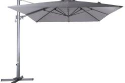 OUTFLEXX Almeria Gartenmöbel-Set Lounge inkl. Ampelschirm, anthrazit/grau, Alu/Glas, 400 x 300 cm, pulverbeschichtet, UV-Schutz, witterungsbeständig