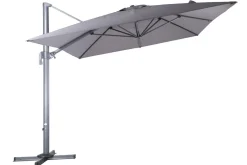 OUTFLEXX Almeria Gartenmöbel-Set Lounge inkl. Ampelschirm, anthrazit/grau, Alu/Glas, 400 x 300 cm, pulverbeschichtet, UV-Schutz, witterungsbeständig