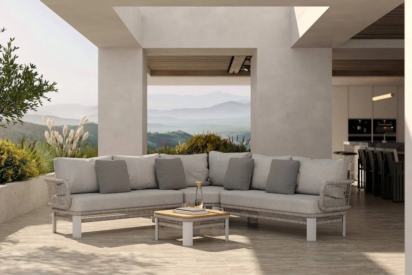 OUTFLEXX Altea Gartenlounge für 5 Personen, grau, Alu/Rope/Polyester, inkl. Tisch