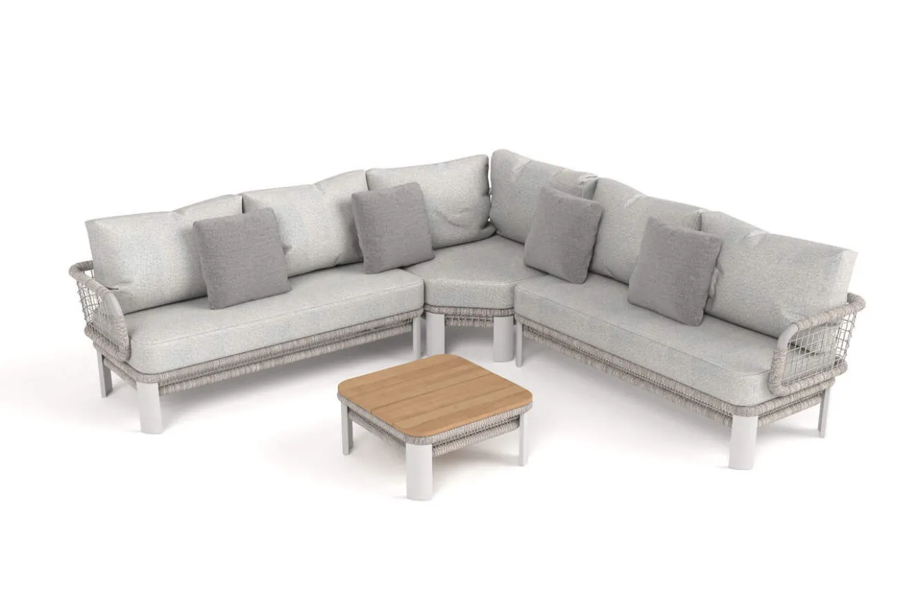 OUTFLEXX Altea Gartenlounge für 5 Personen, grau, Alu/Rope/Polyester, inkl. Tisch