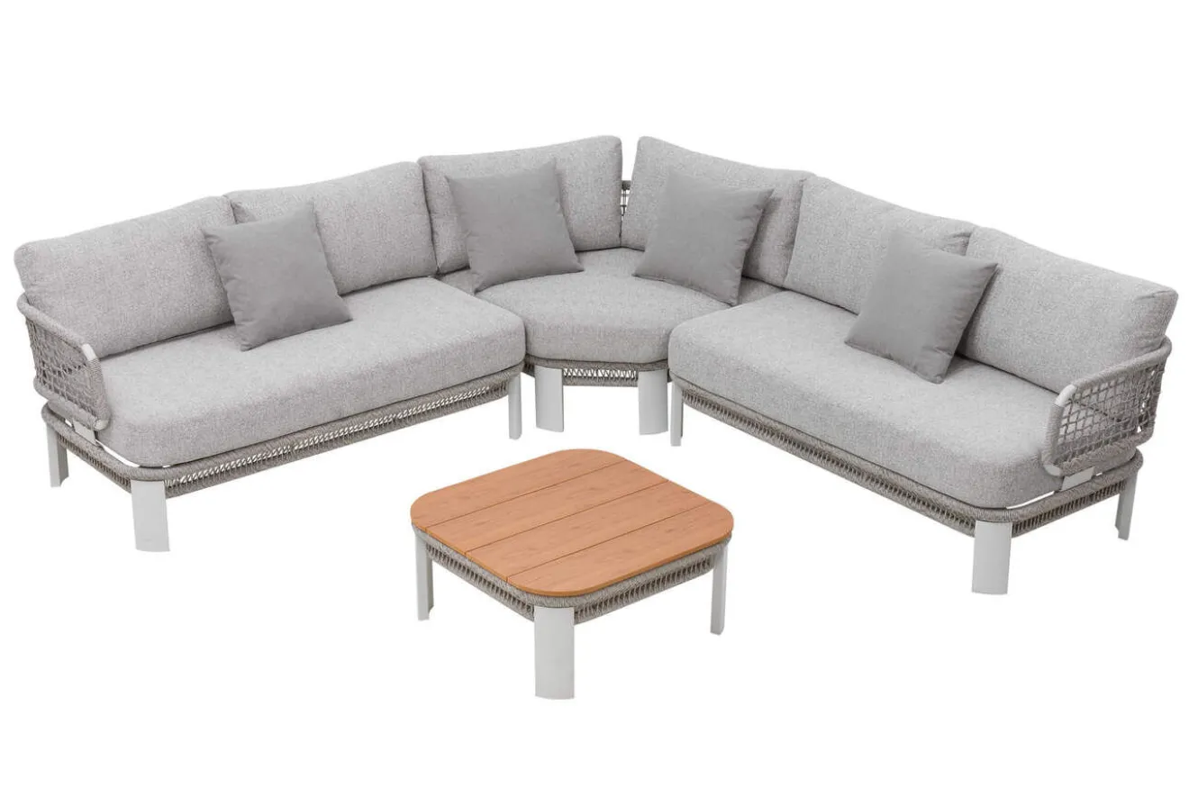 OUTFLEXX Altea Gartenlounge für 5 Personen, grau, Alu/Rope/Polyester, inkl. Tisch