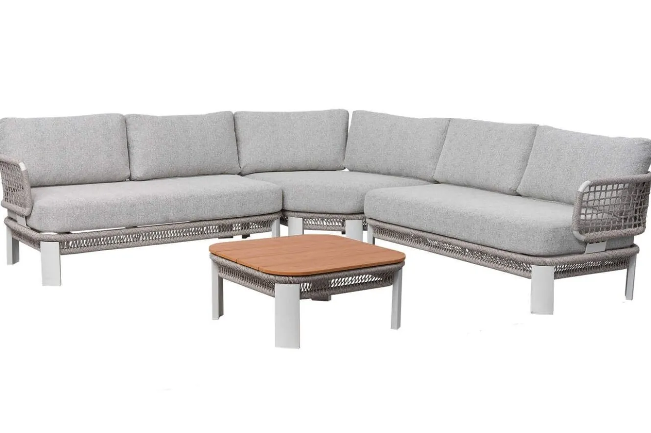 OUTFLEXX Altea Gartenlounge für 5 Personen, grau, Alu/Rope/Polyester, inkl. Tisch